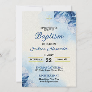 Invitation Baptême de garçon chrétien