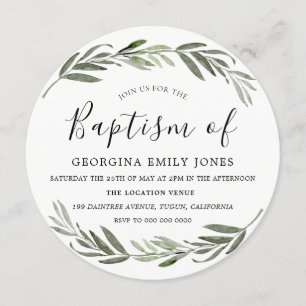 Invitation Baptême de garçon de la feuille verte