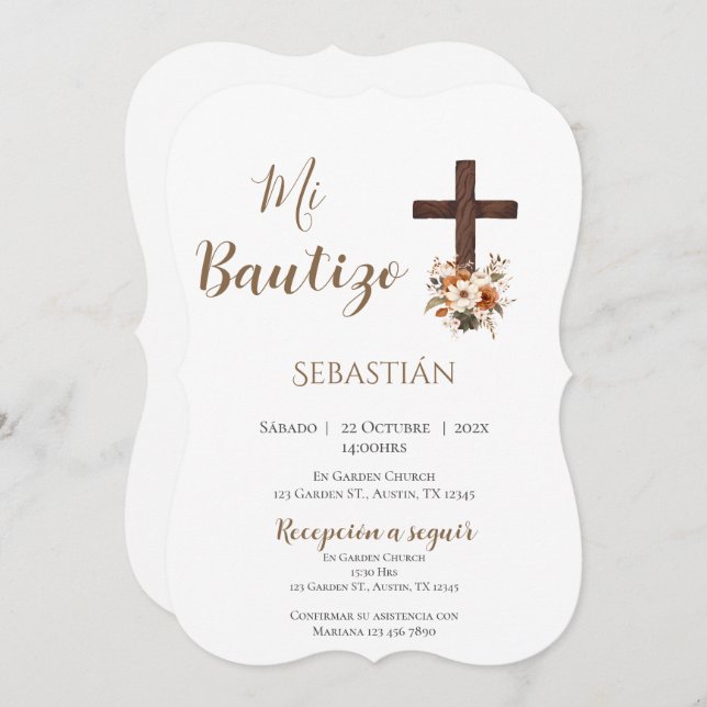 Invitation Baptême de garçon en Boho espagnol (Devant / Derrière)