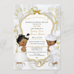 Invitation Baptême de garçon et de fille jumeaux baptême Chri