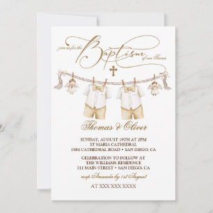 Invitation Baptême de jumeaux garçons