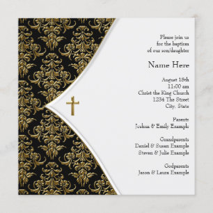 Invitation Baptême de la Croix Noir et Or
