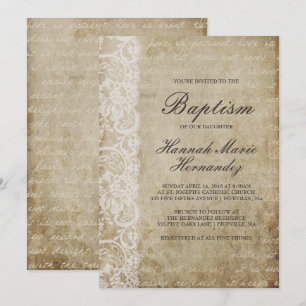 Invitation Baptême de la dentelle vintage