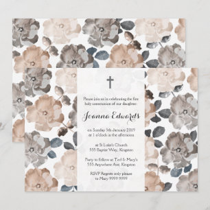 Invitation Baptême de la première communion Rose vintage