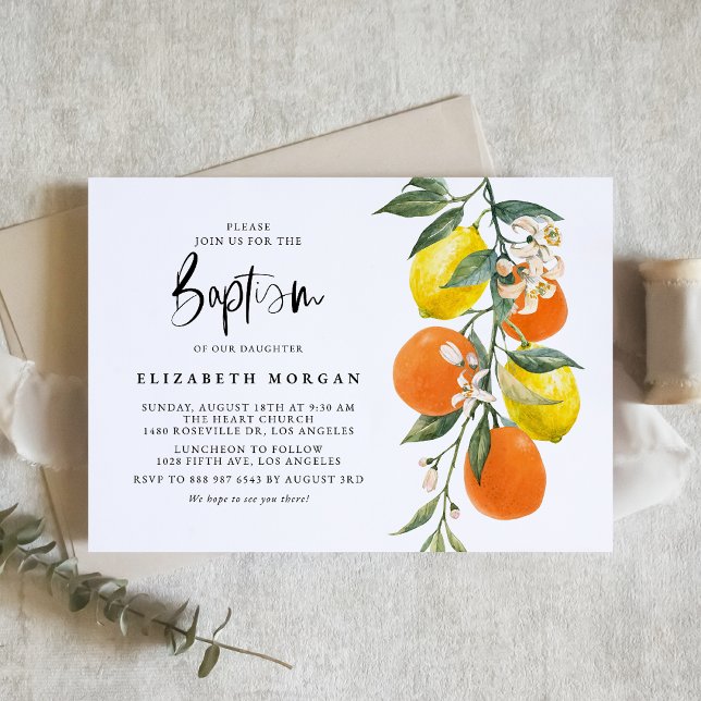Invitation Baptême de l'orange botanique et du citron de la G (Créateur téléchargé)