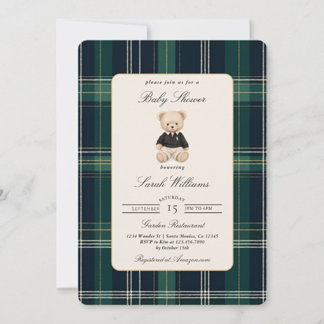 Invitation Baptême de Luxe pour Bébé Garçon (Devant)