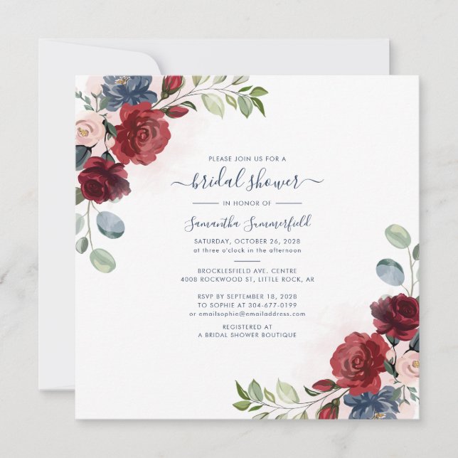 Invitation Baptême de mariage écriture florale eucalyptus Bou (Devant)