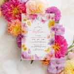 Invitation Baptême de papillon floral Christening Girl Bright<br><div class="desc">Baptême florale de la fille papillon Invitation dans les tons rose,  violet,  orange et jaune. Un Baptême vibrant ou une invitation au baptême pour la journée spéciale de votre petite fille.</div>