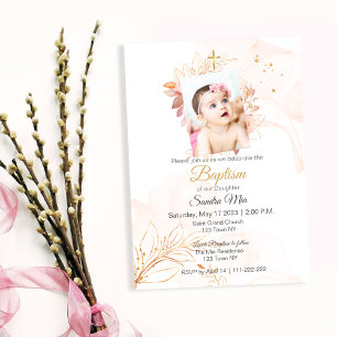 Invitation Baptême de Pêche d'or