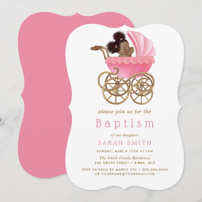 Invitation Baptême de poussette douce Baptême Baptême Christe (Devant / Derrière)