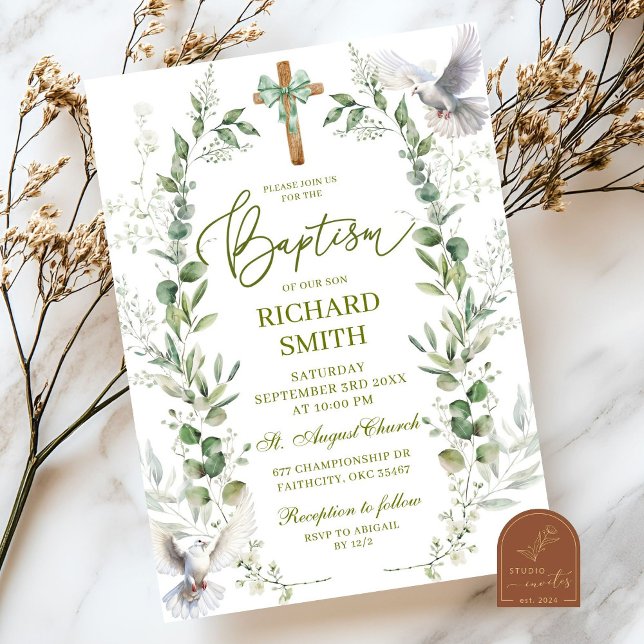 Invitation Baptême de verdure coquette (Créateur téléchargé)