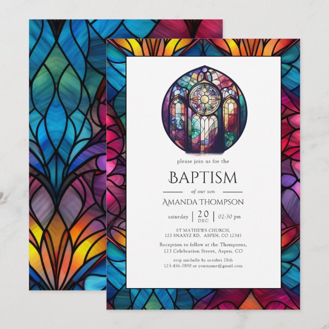 Invitation Baptême, dédicace ou baptême moderne de l'Église (Devant / Derrière)