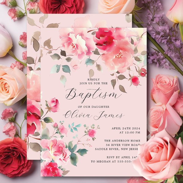 Invitation Baptême des fleurs blanches (Créateur téléchargé)
