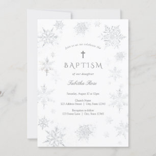Invitation Baptême des flocons d'argent