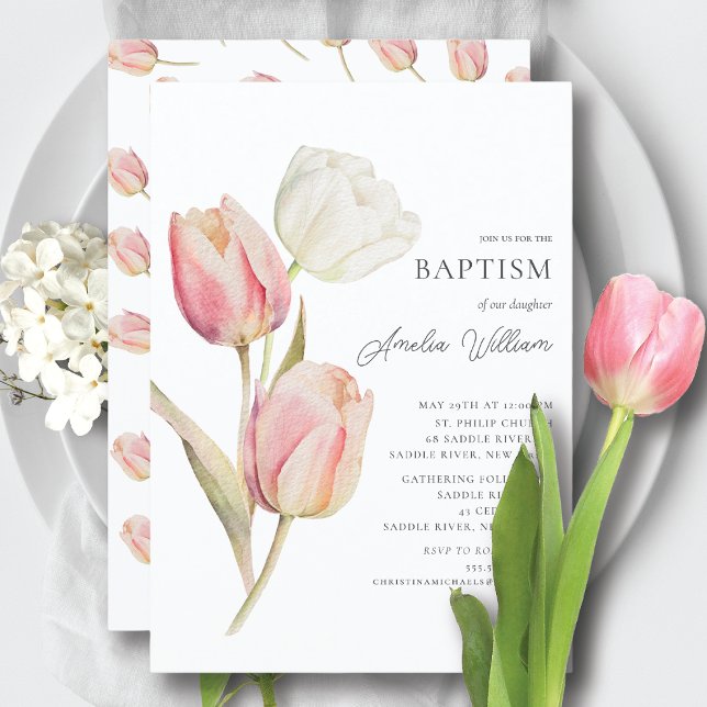 Invitation Baptême des tulipes gracieuses (Créateur téléchargé)