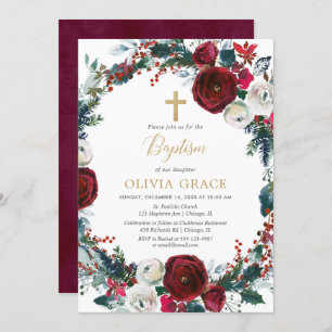 Invitation Baptême d'or de Noël