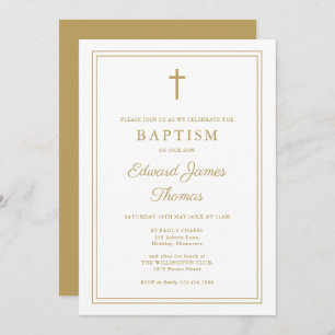 Invitation Baptême d'or élégant moderne