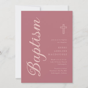 Invitation Baptême d'or Rose simple et élégant