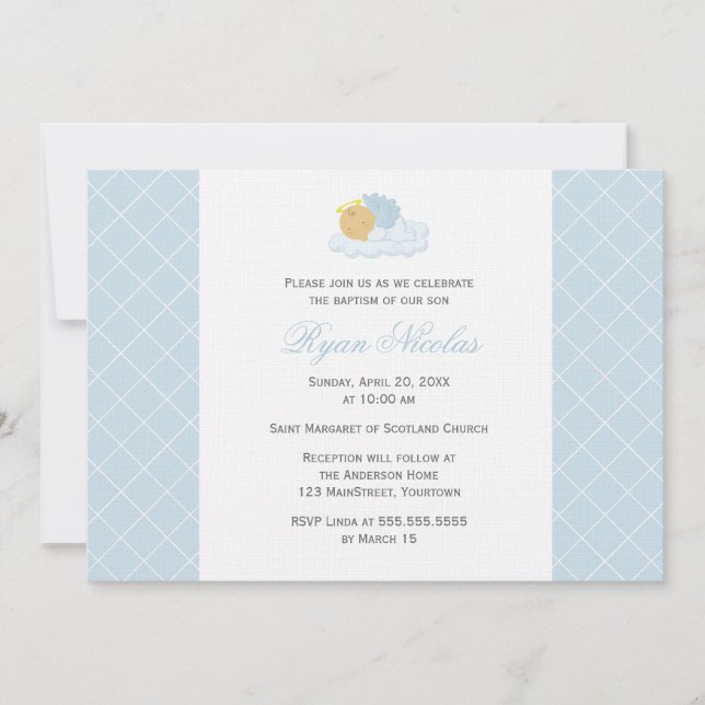 Invitation Baptême doux de bébé (Devant)