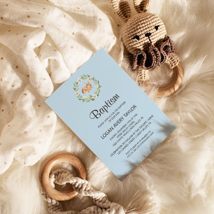 Invitation Baptême du cerf endormi floral