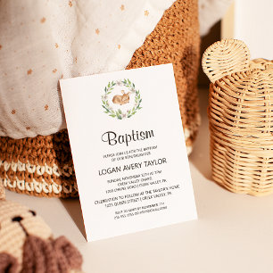 Invitation Baptême du cerf endormi floral