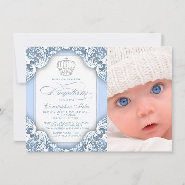 Invitation Baptême du prince bleu bébé (Devant)