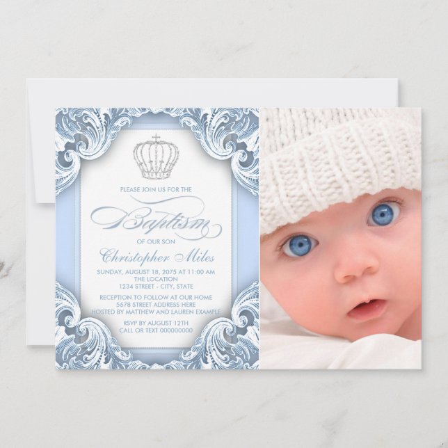 Invitation Baptême du prince bleu bébé (Devant)