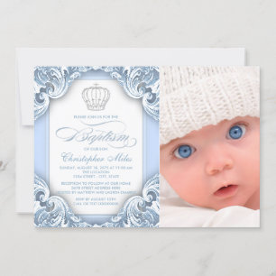 Invitation Baptême du prince bleu bébé