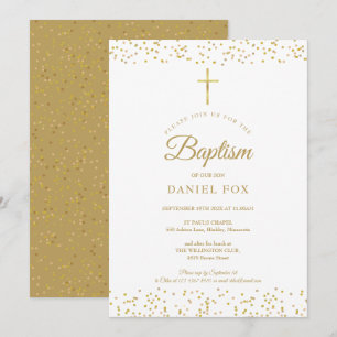 Invitation Baptême élégant à la poussière d'or