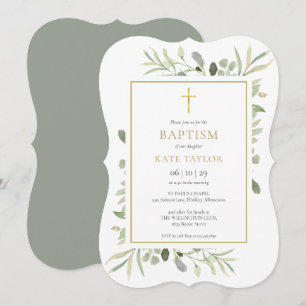 Invitation Baptême élégant de verdure