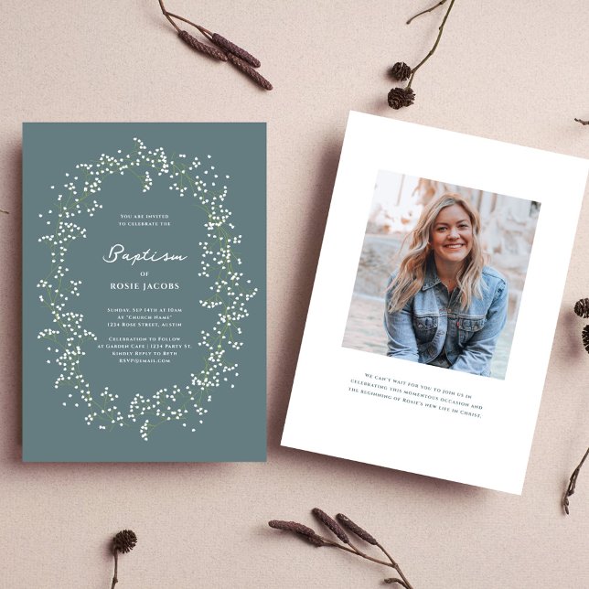 Invitation Baptême Élégant du souffle du bébé (Créateur téléchargé)
