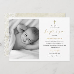 Invitation Baptême élégant Événement religieux photo personna