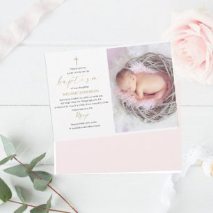 Invitation Baptême élégant Événement religieux photo personna