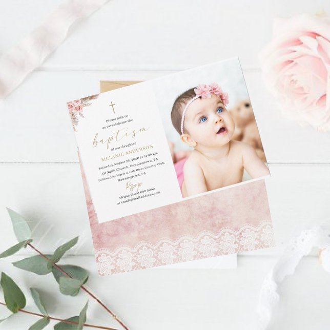 Invitation Baptême élégant Événement religieux photo personna (Créateur téléchargé)