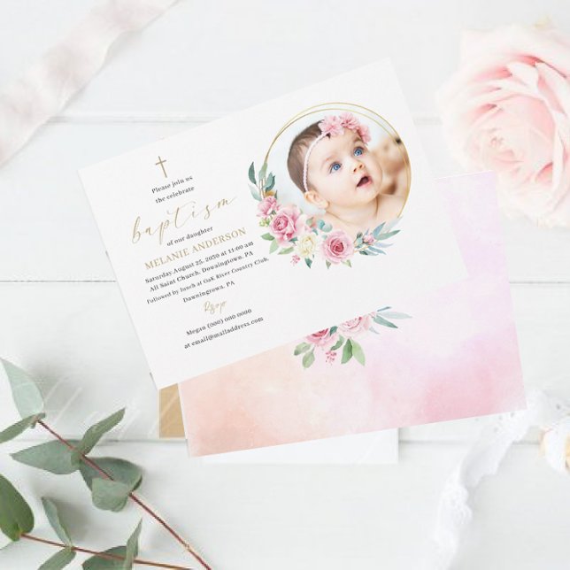 Invitation Baptême élégant Événement religieux photo personna (Créateur téléchargé)