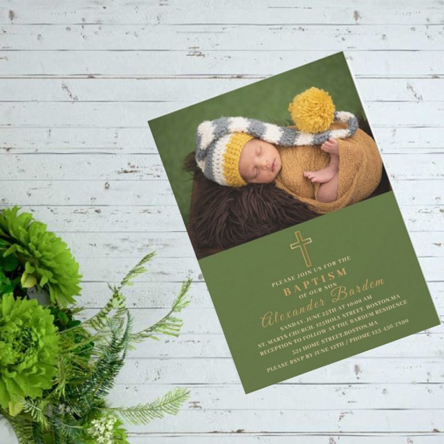 Invitation Baptême élégant Événement religieux photo personna (Créateur téléchargé)