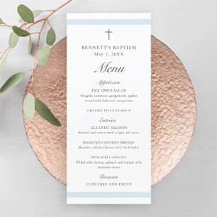Invitation Baptême élégant moderne pour garçons en bleu