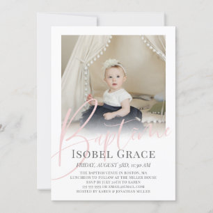 Invitation Baptême en rose