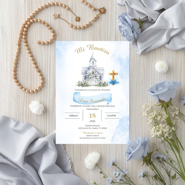 Invitation Baptême Espagnol Garçon (Créateur téléchargé)