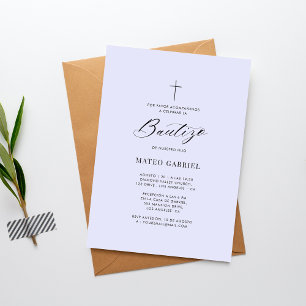 Invitation Baptême espagnol Invitacion De Bautizo Lavender