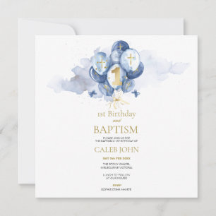Invitation Baptême et 1er anniversaire Marine & Gold Invitati