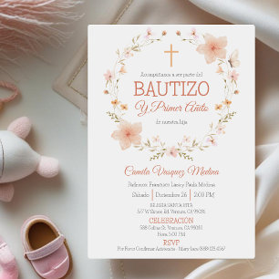 Invitation Baptême et premier anniversaire Bautizo y Primer A