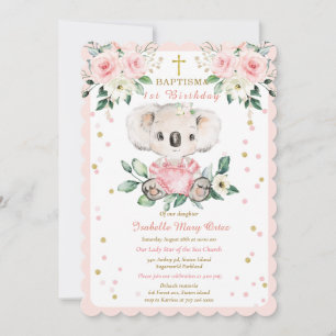 Invitation Baptême et premier anniversaire de koala personnal