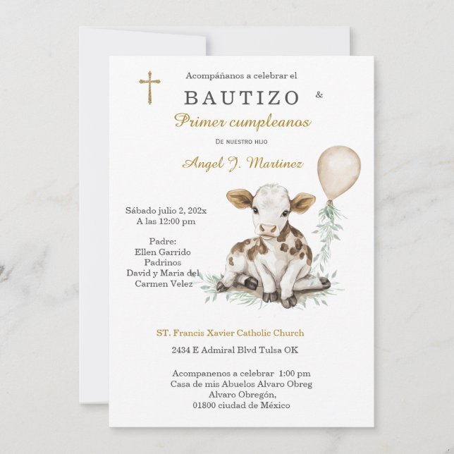 Invitation Baptême et Premier Anniversaire Garçon (Devant)