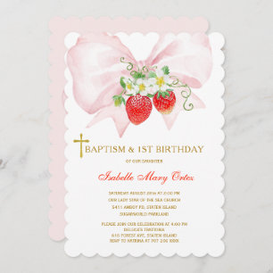 Invitation Baptême et première fraise d'anniversaire