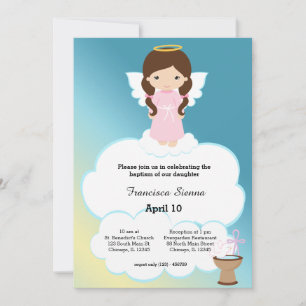 Invitation Baptême fille ange