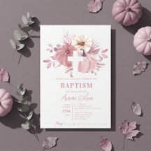 Baptême Fille Automne Citrouille Rose Poussiéreux