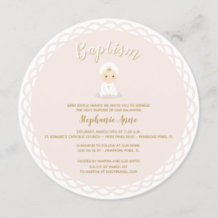 Invitation Baptême Fille Bébé avec Bonnet