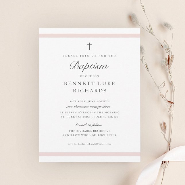 Invitation Baptême Fille Élégance Moderne (Créateur téléchargé)