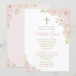Invitation Baptême Fille Rose Baptême Invitation